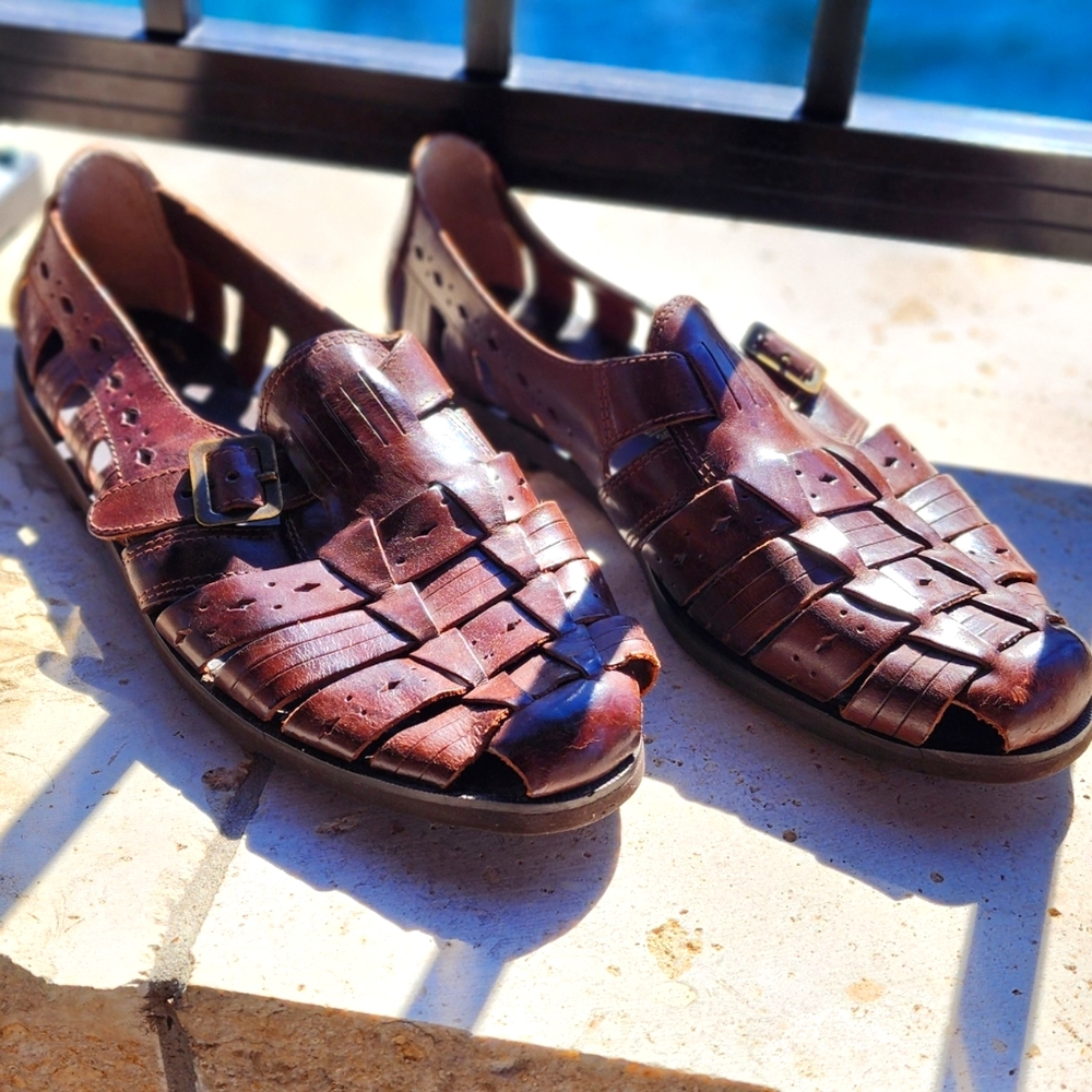 Men's The Leather Collection Tropical Sandals, Size 10.5, Excellent Condition